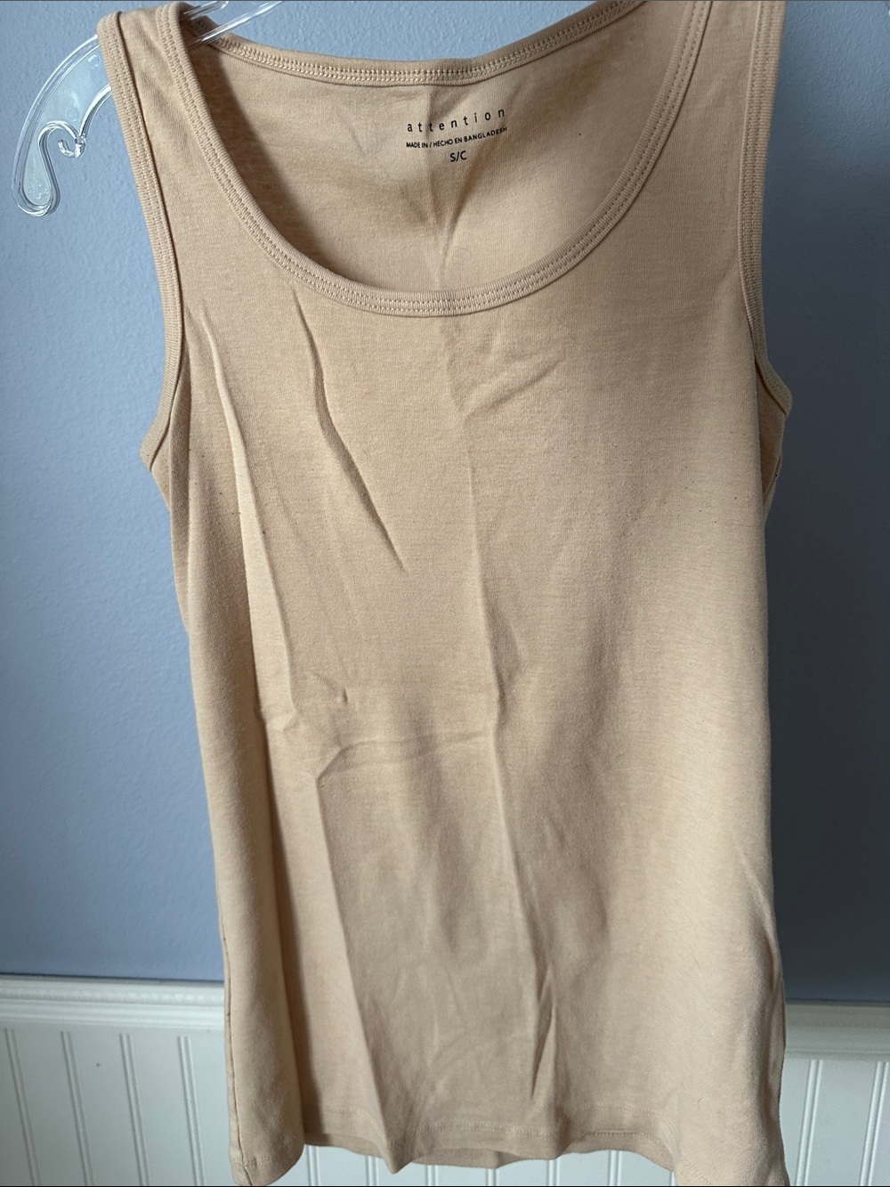 attention Women's Tank Top in Light Beige